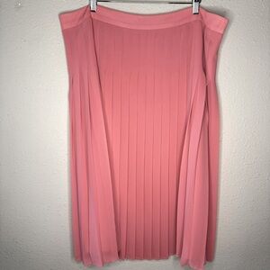 Ann Taylor Pleated Skirt Midi Polyester Lined Fitted Top Pink Women’s Size 18T